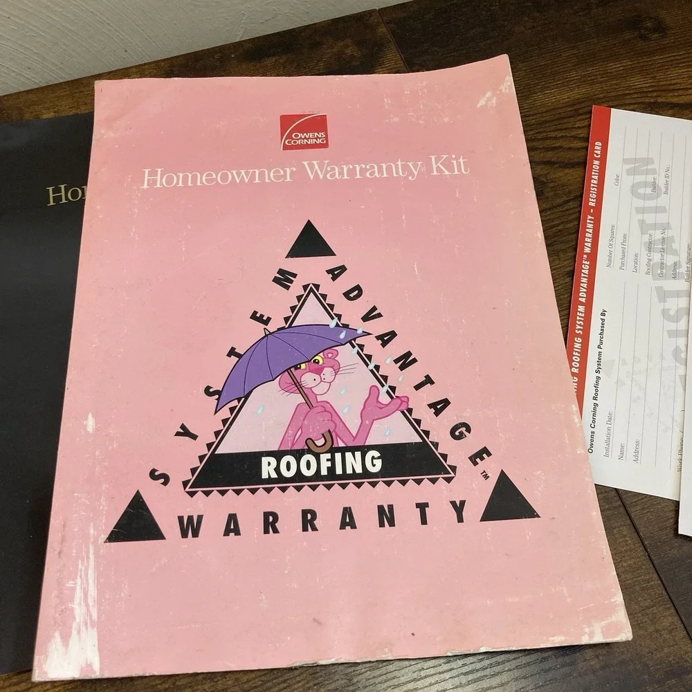 Owens Corning Vtg Pink Panther Folder + Homeowner Warranty Kit 1997 Booklet Roof